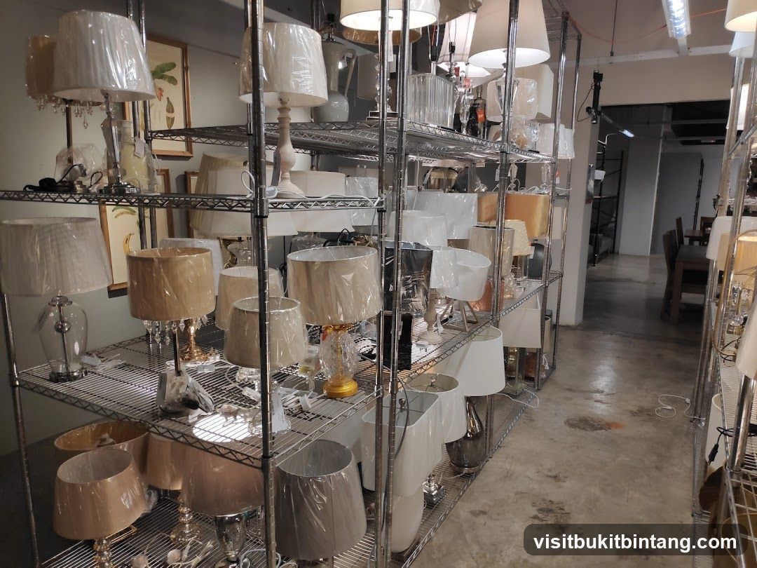 Lamps on Display Shelves