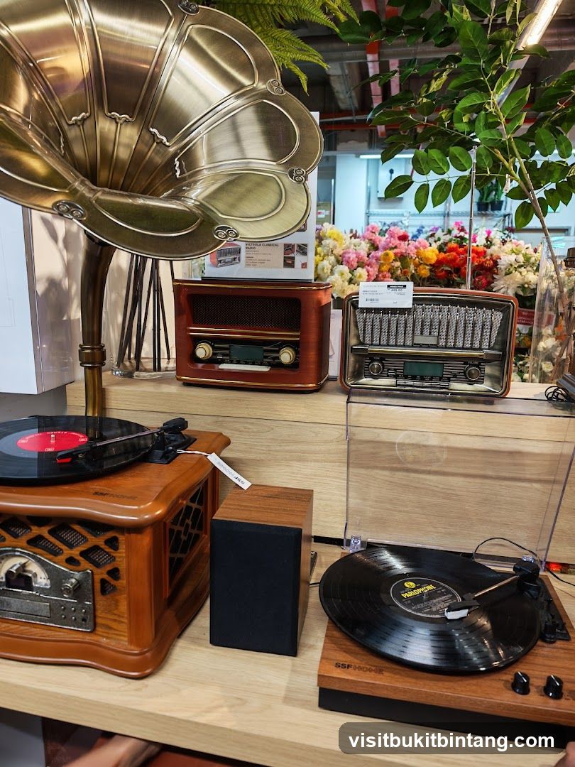 Vintage-style audio equipment display