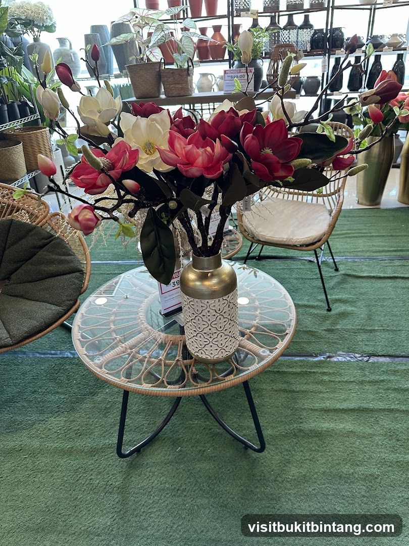 Decorative Flowers and Vase on Coffee Table