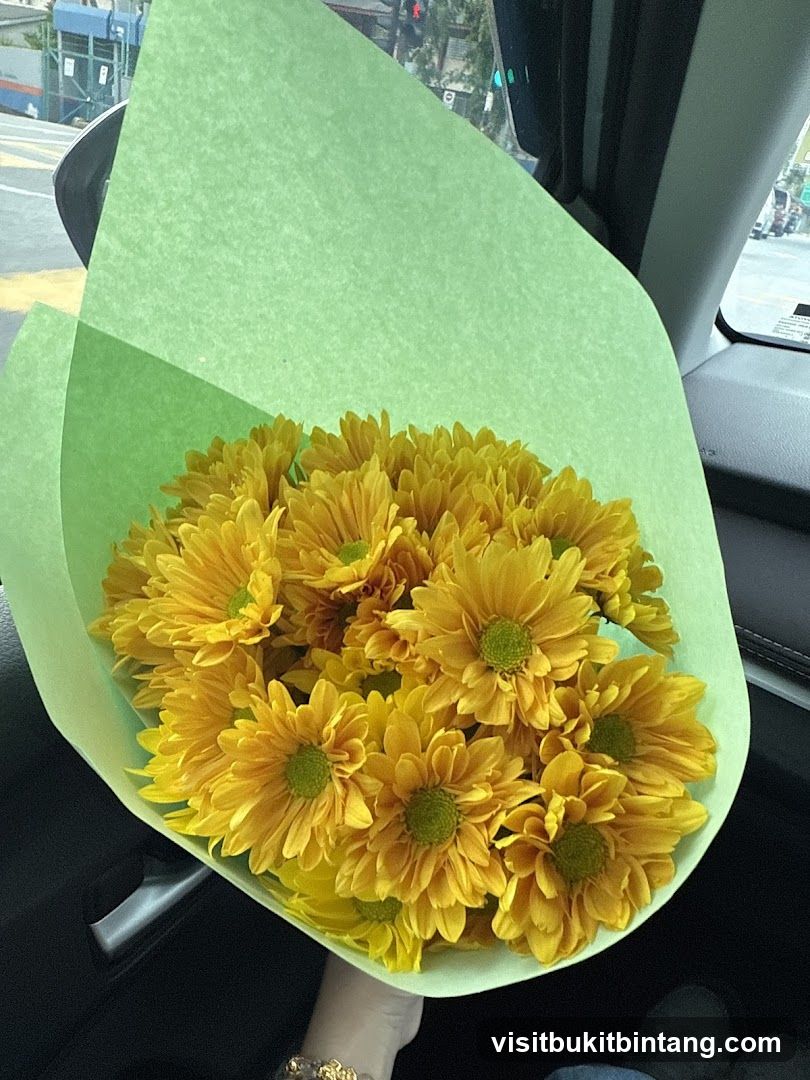 Yellow Chrysanthemums in Green Wrapping