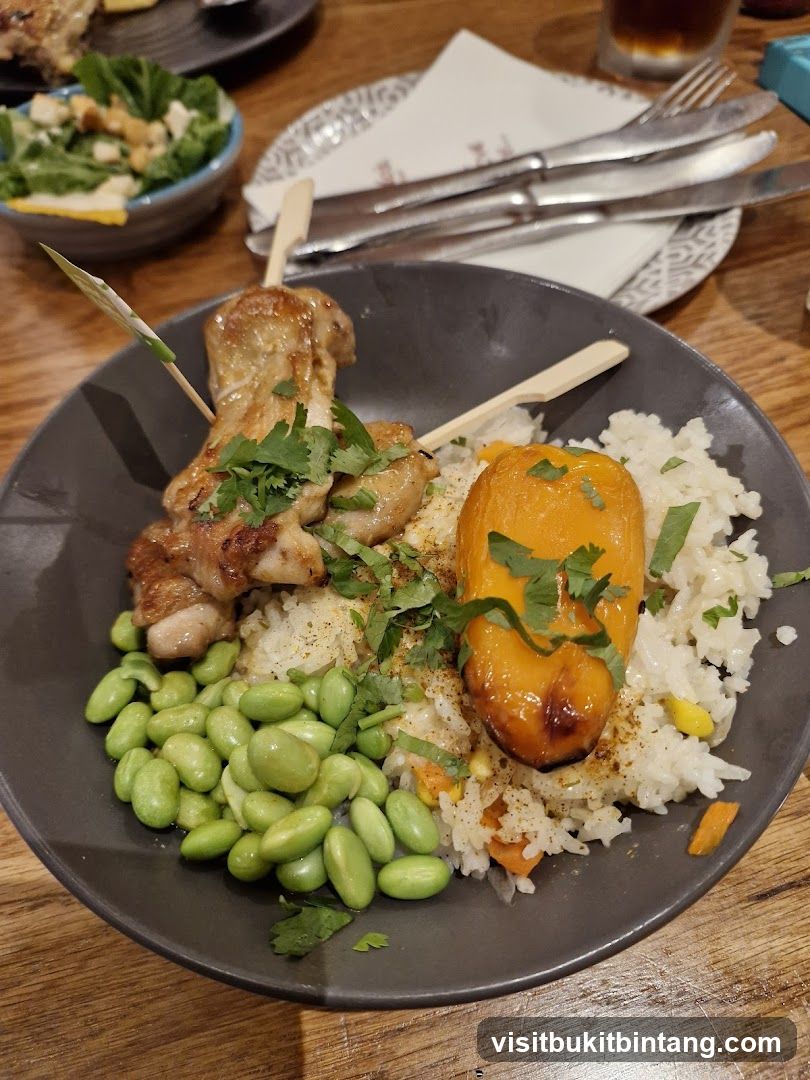 Chicken Skewers with Rice and Edamame