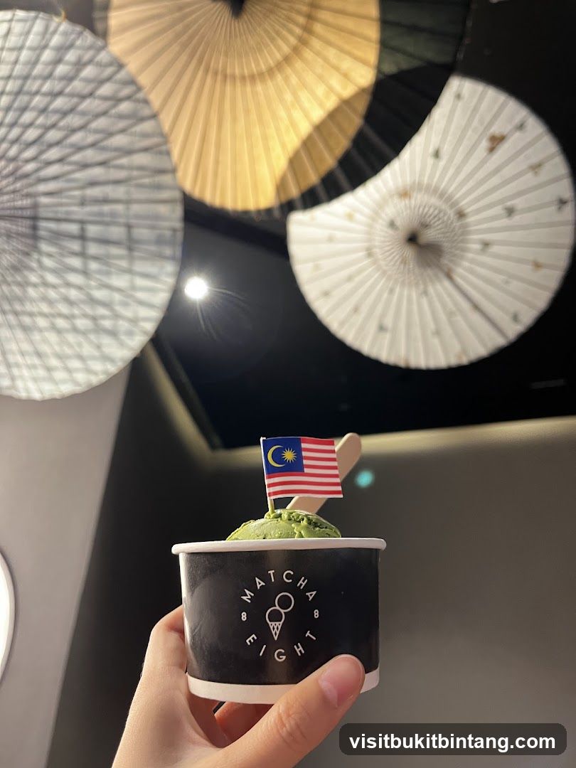 Matcha Ice Cream with Malaysian Flag