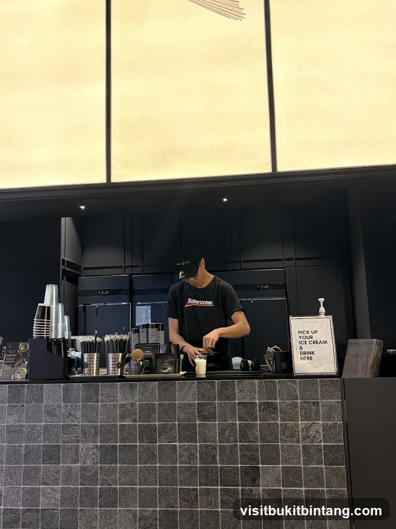 Barista preparing drink