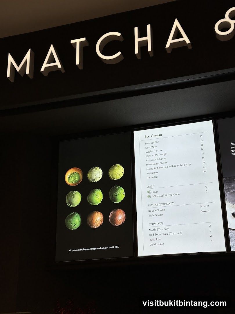 Matcha Ice Cream Menu