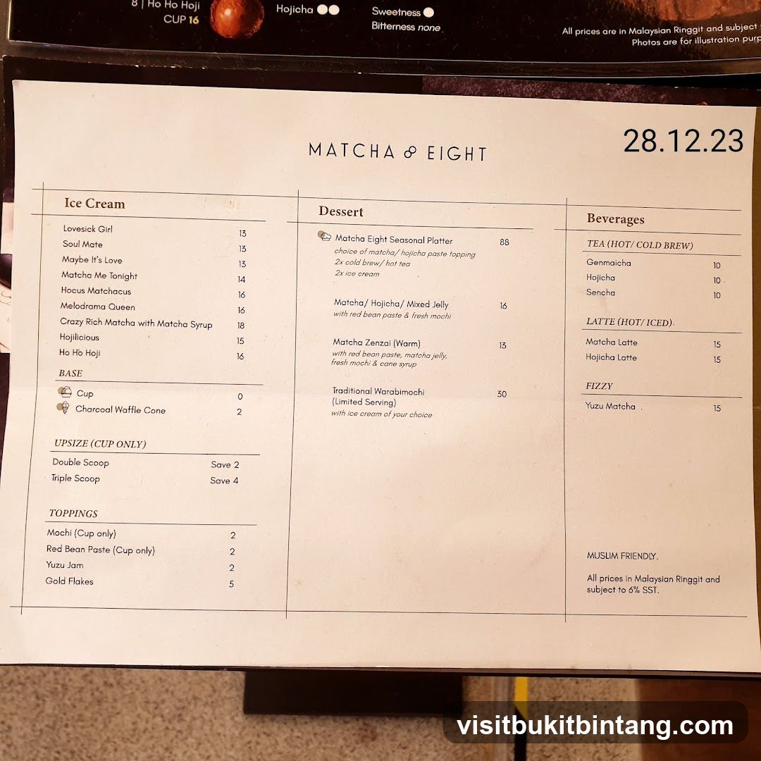 MATCHA & EIGHT Menu