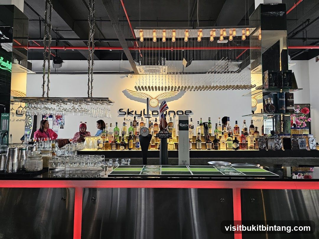 Bar Interior with Bottles and People