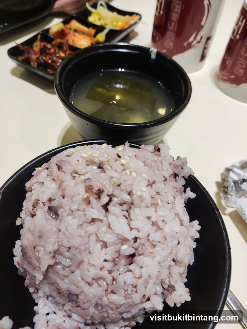 Korean Meal with Rice and Side Dishes