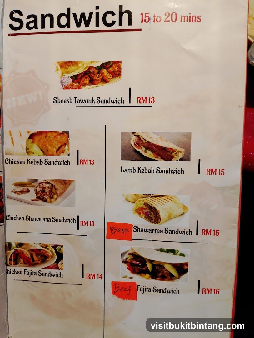 Sandwich Menu