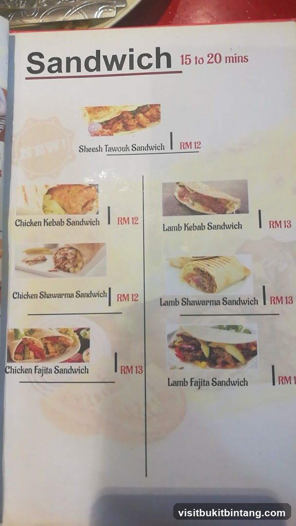Sandwich Menu