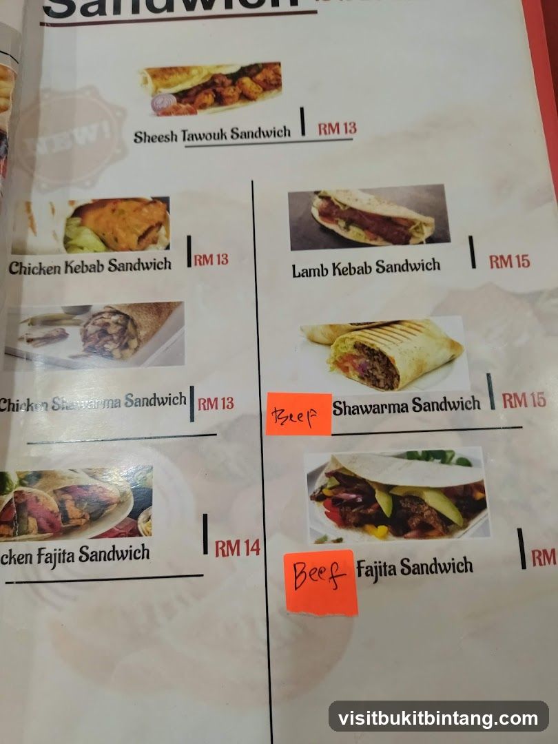 Sandwich Menu