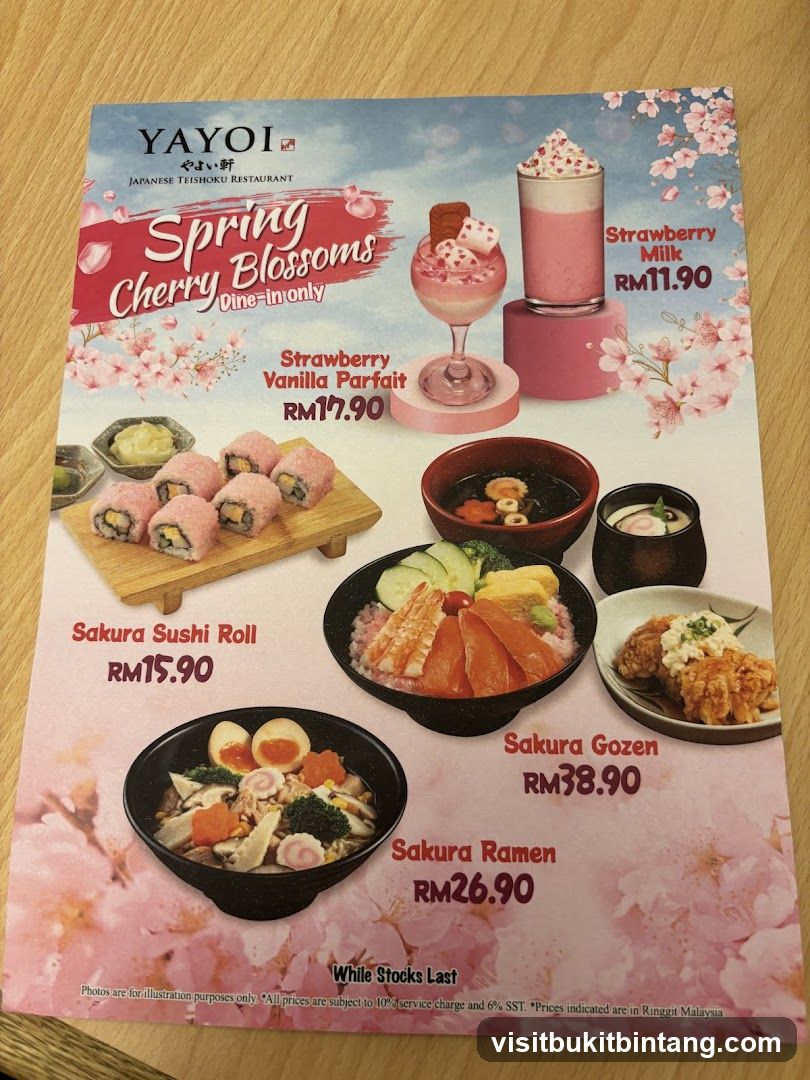 Yayoi Spring Cherry Blossoms Menu
