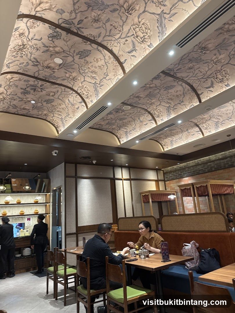 Restaurant Interior with Floral Ceiling