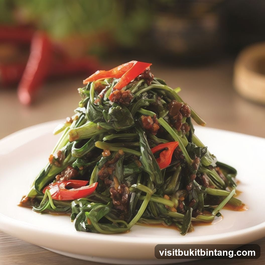 Stir-fried Water Spinach with Minced Meat