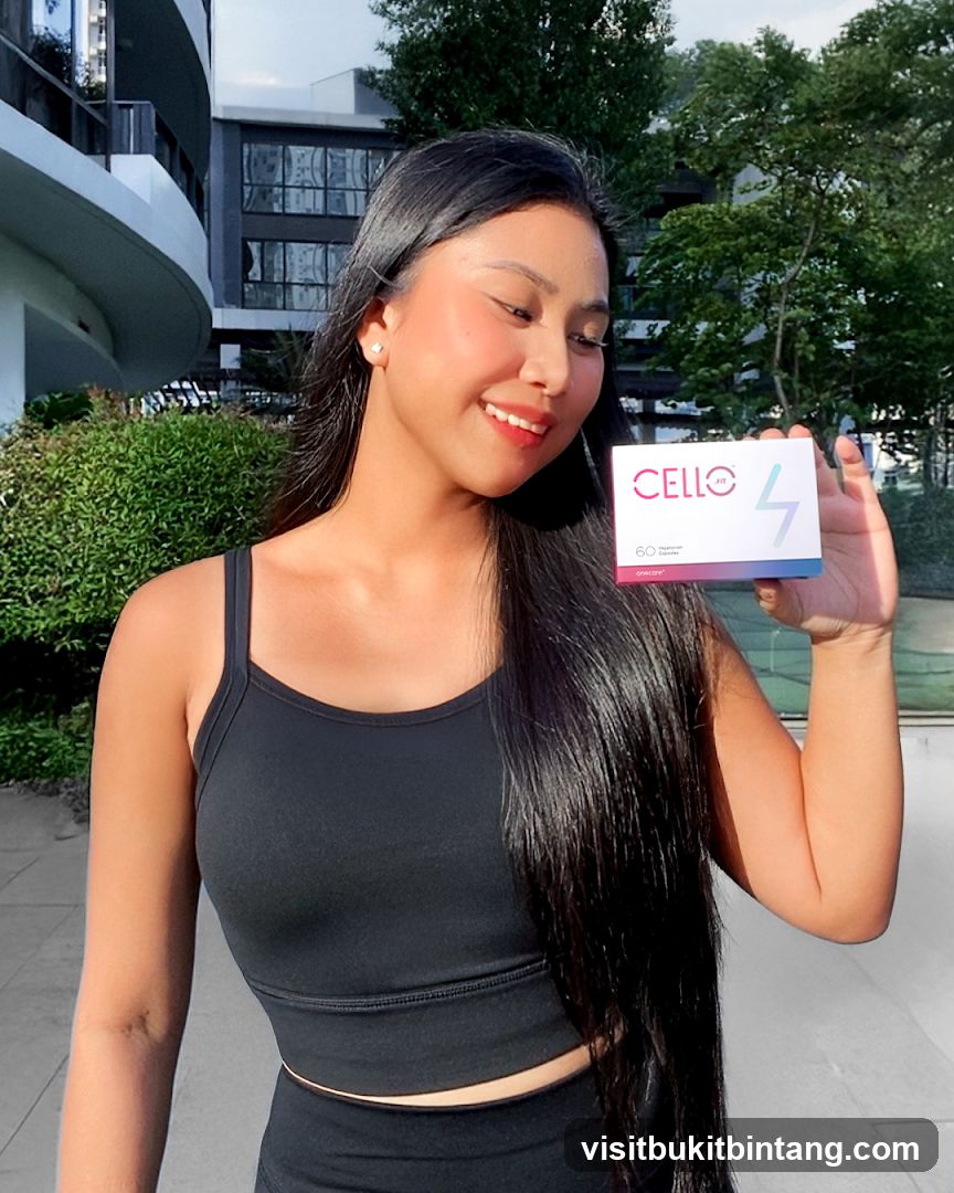Woman holding a box of Cello Fit supplements