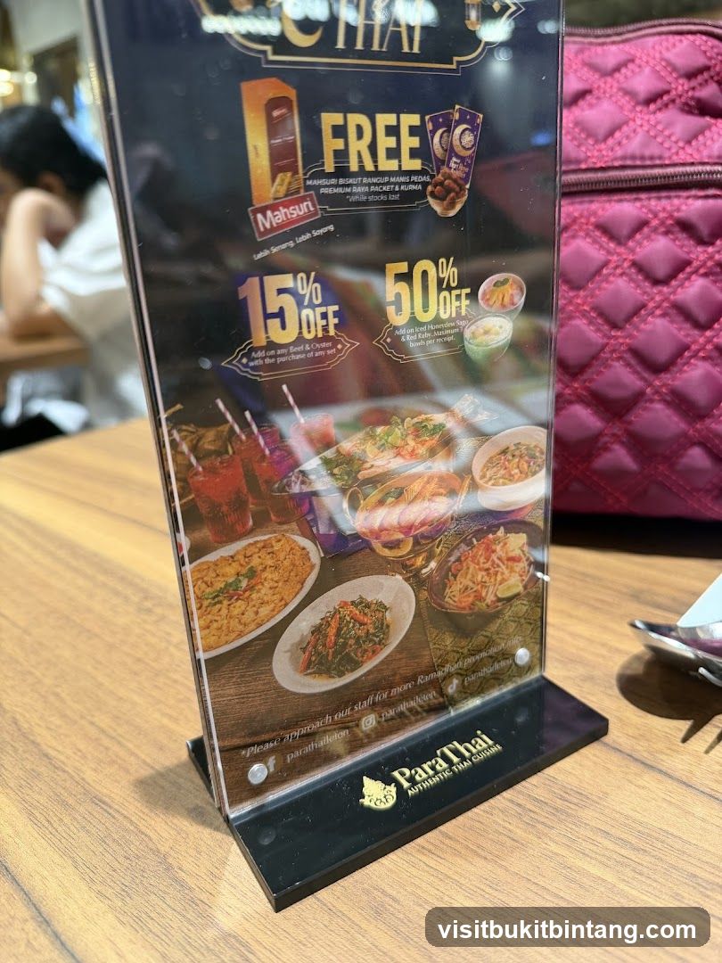 ParaThai Menu Display