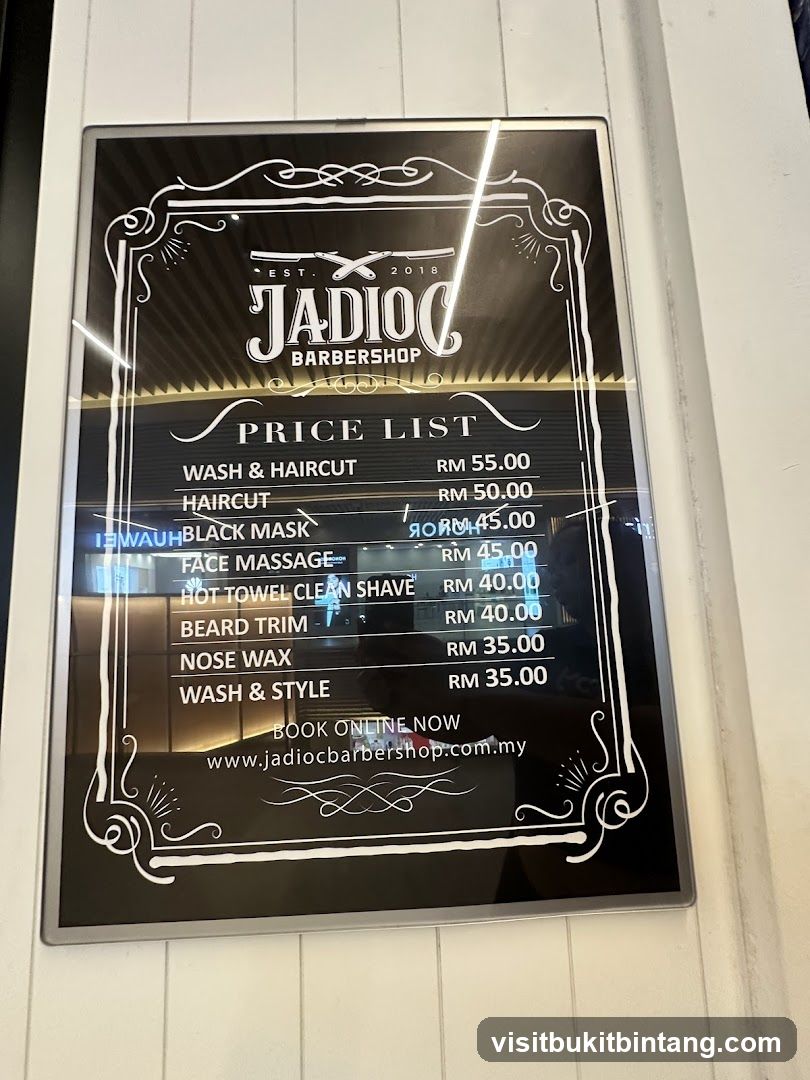 JADIOC BARBERSHOP PRICE LIST