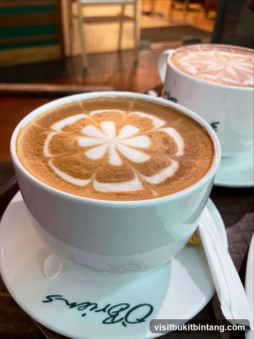Latte art in coffee cups