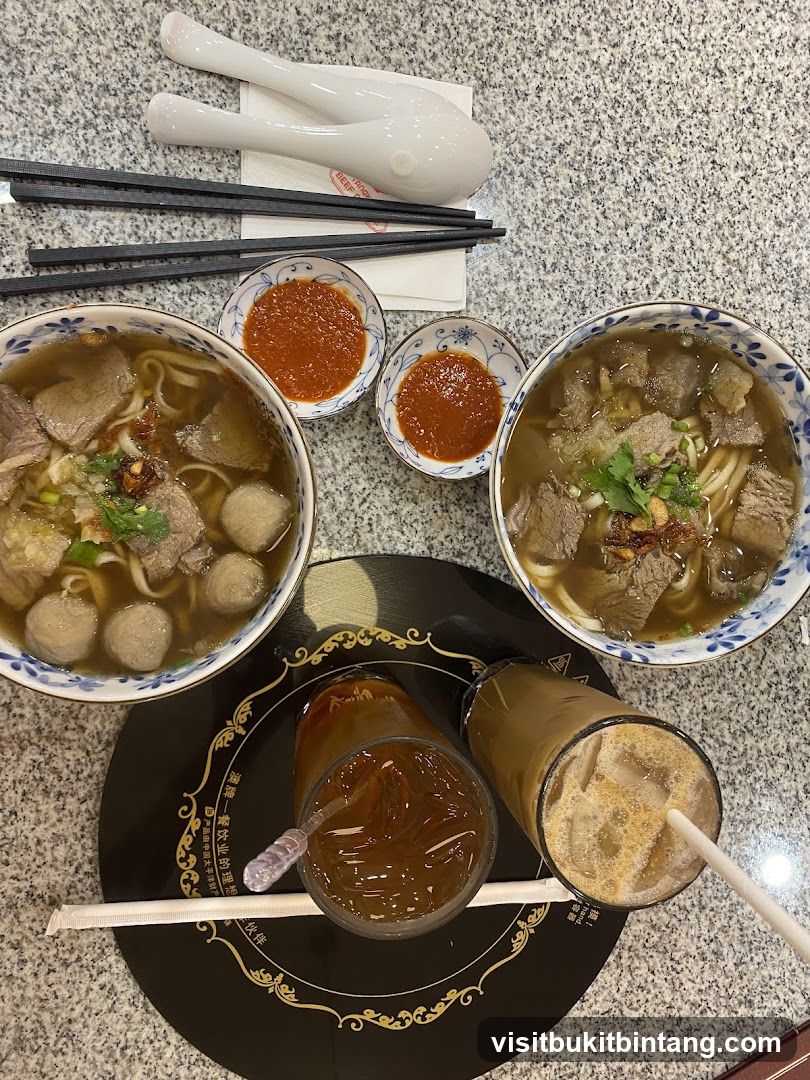 Beef Noodle Soup and Drinks