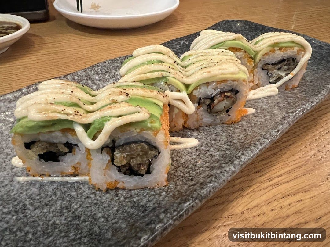 Sushi Rolls with Avocado and Sauce
