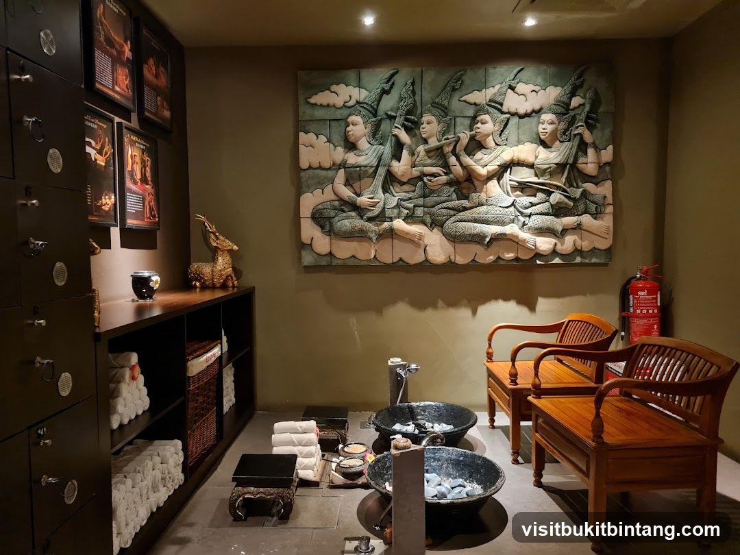 Spa waiting area with foot massage stations