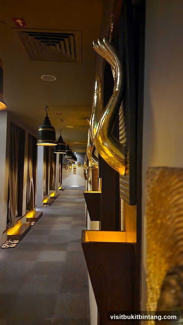 Hallway with Thai-inspired decor