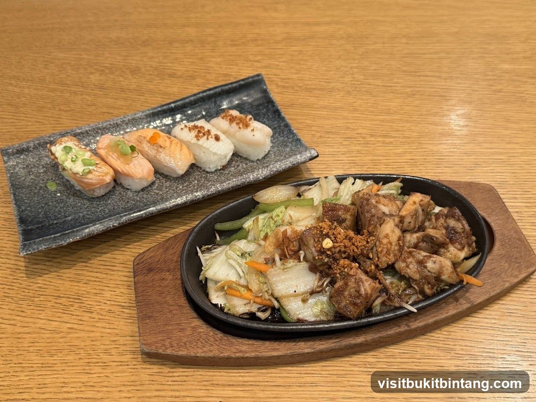 Sizzling Chicken and Sushi