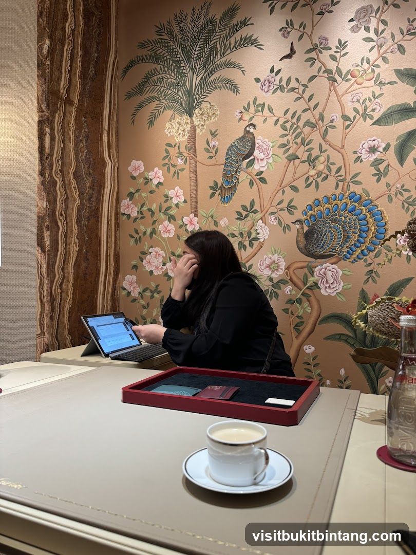 Woman working at a desk with a coffee