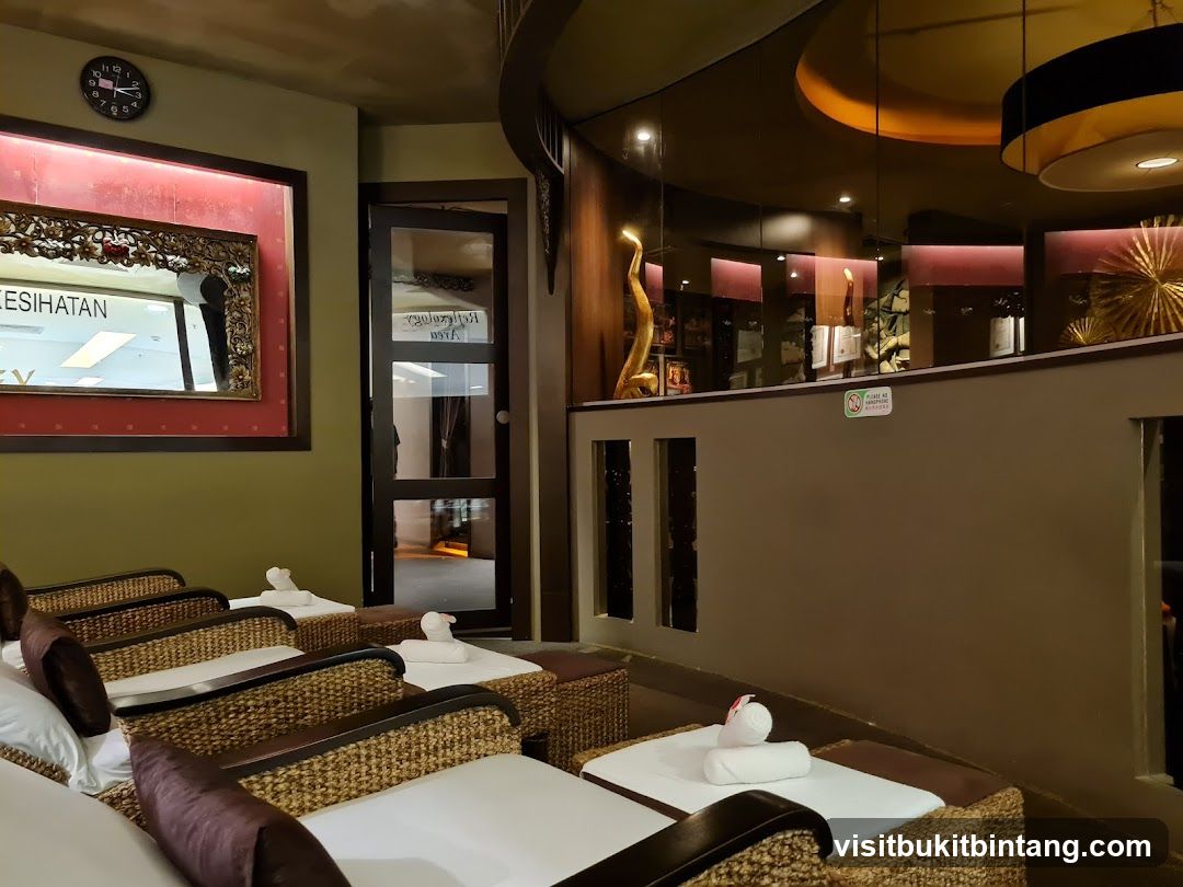 Spa waiting area with massage chairs