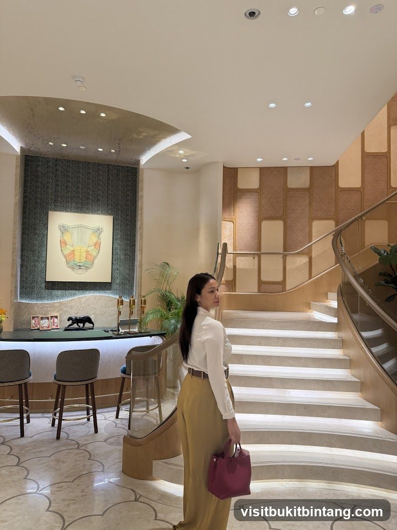 Woman Posing by a Staircase in a Modern Interior