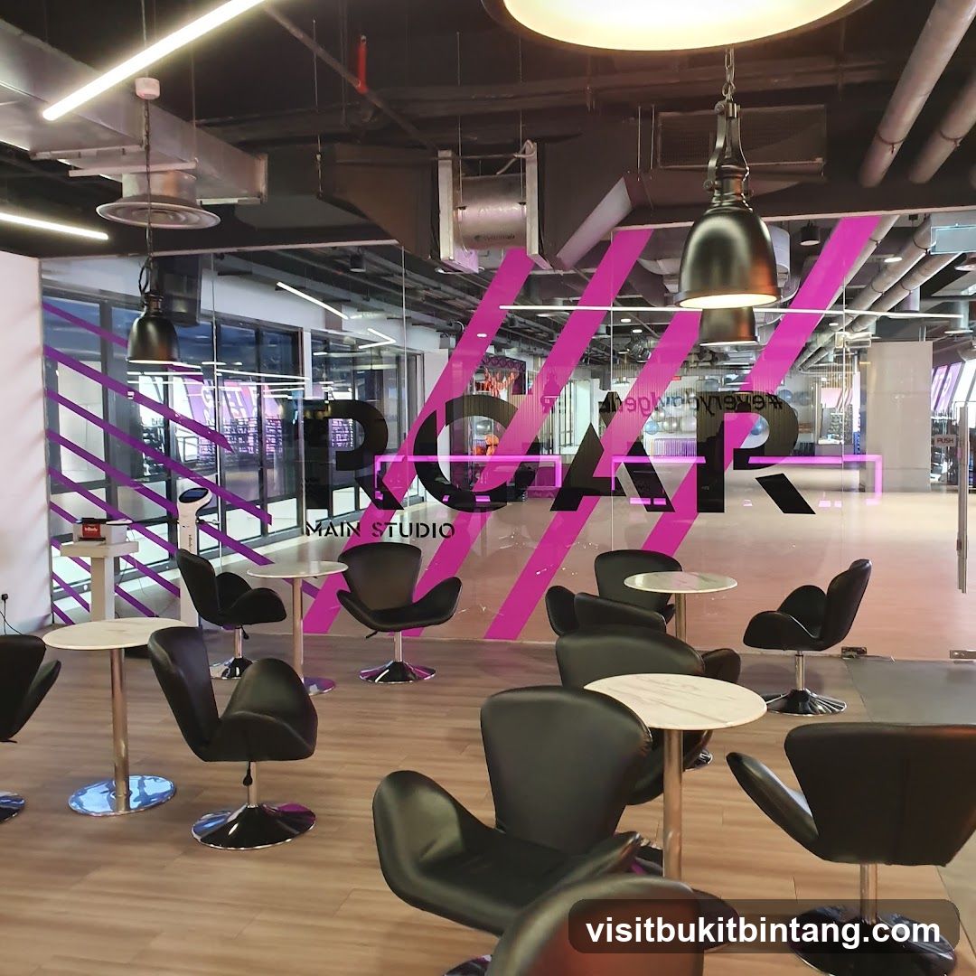 Interior of a modern studio with seating area