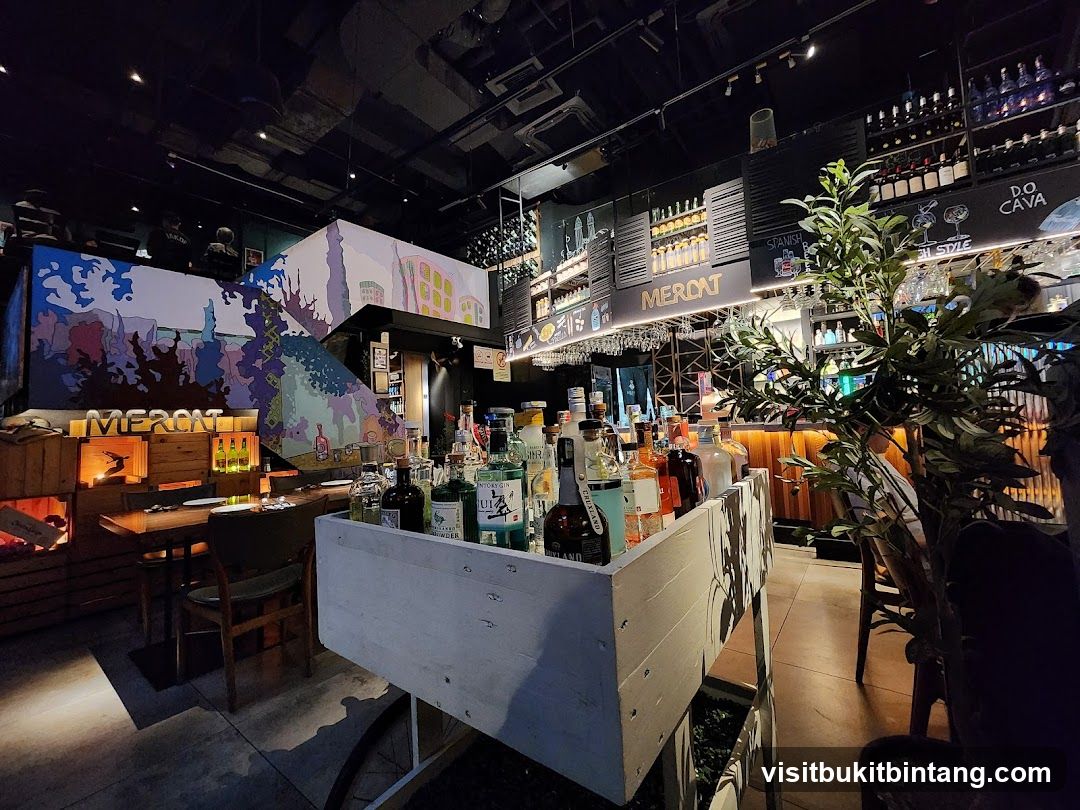 Bar Interior with Bottles and Artwork