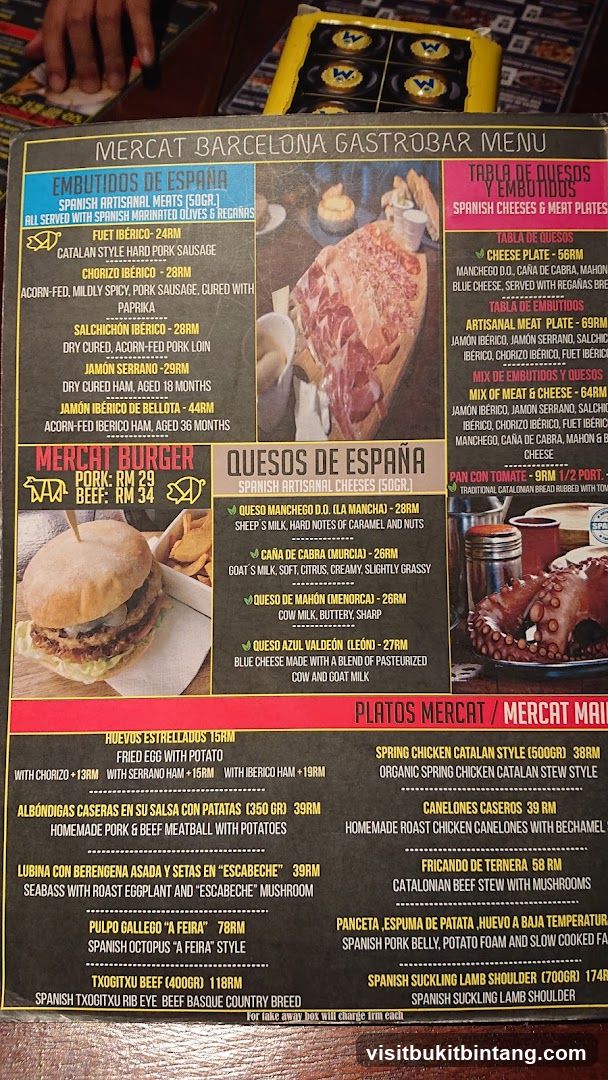 MERCAT BARCELONA GASTROBAR MENU
