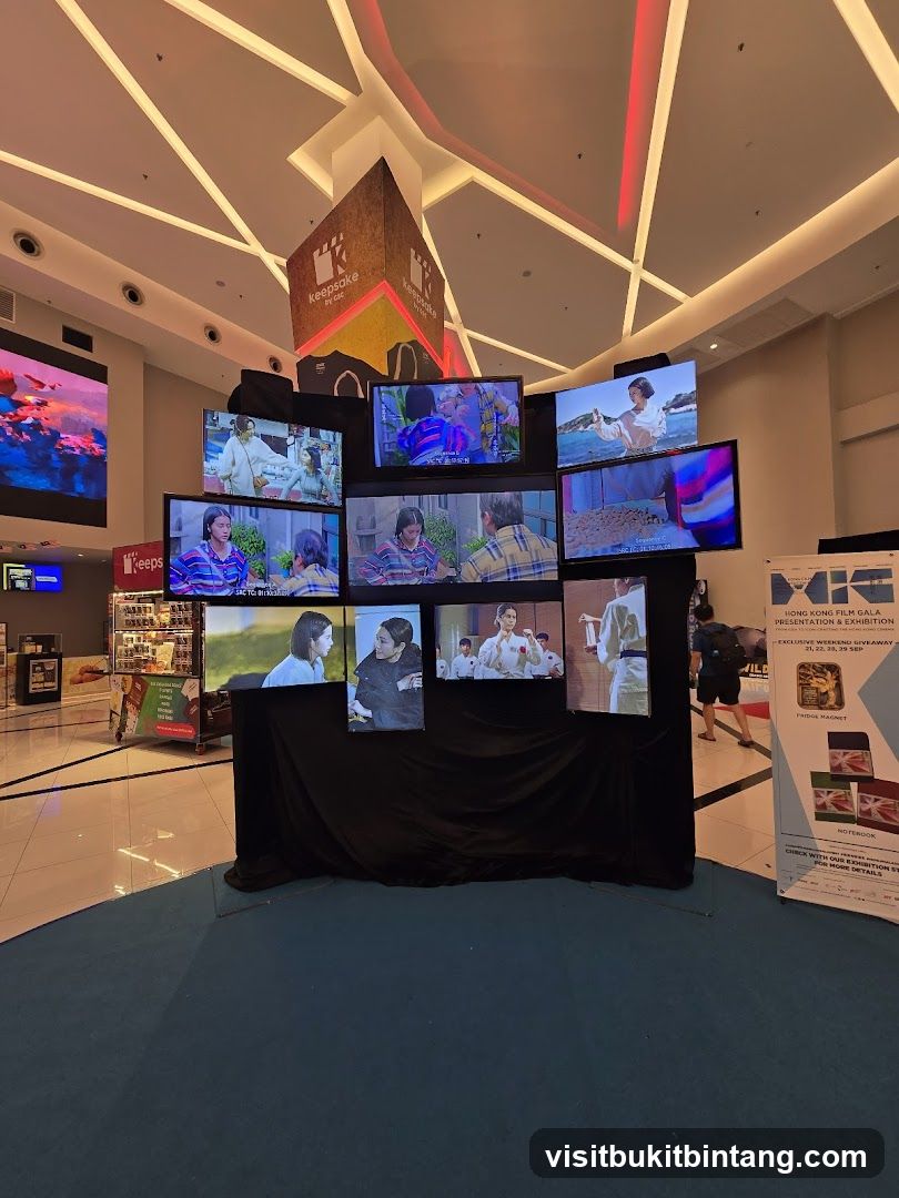 Screens displaying movie clips