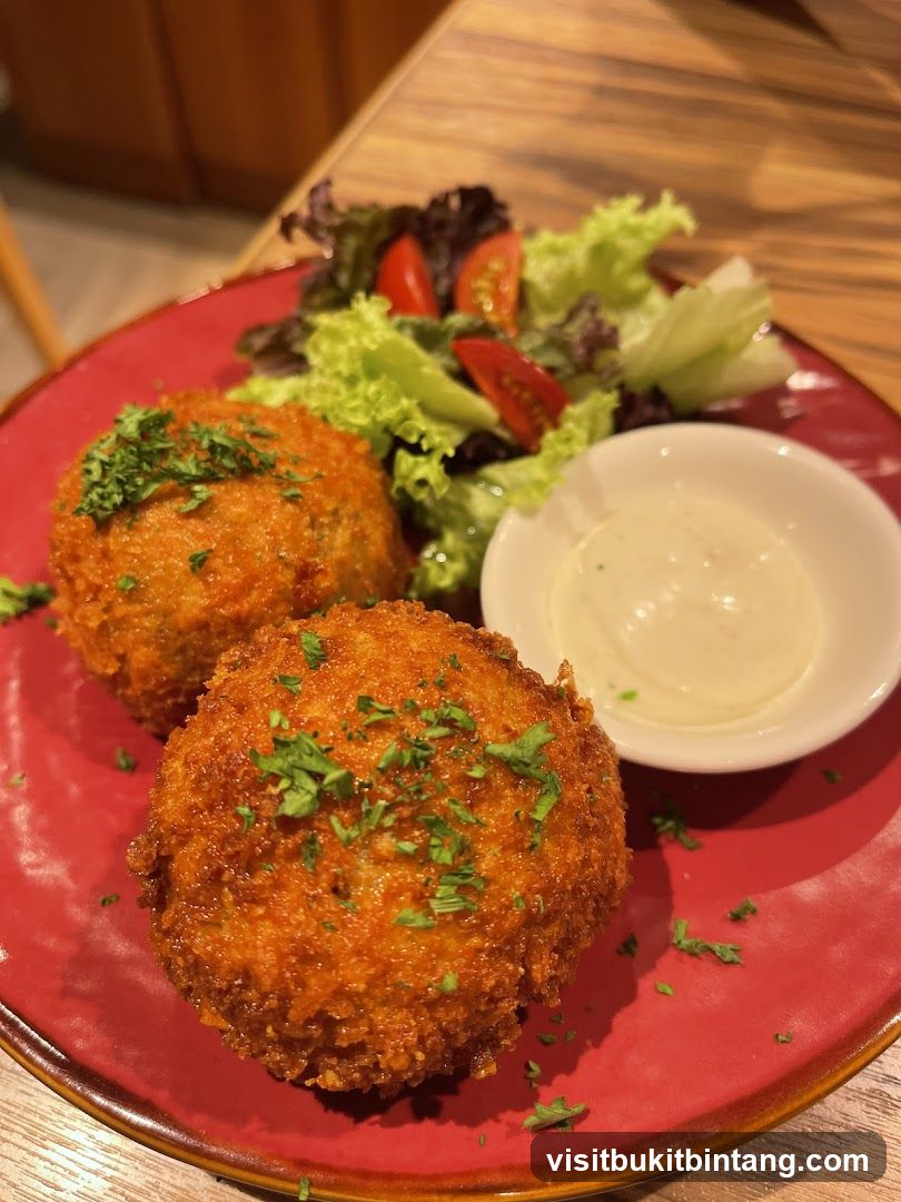 Fried Croquettes with Salad and Dip