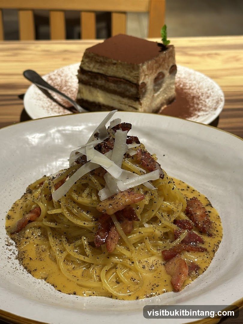 Spaghetti Carbonara and Tiramisu
