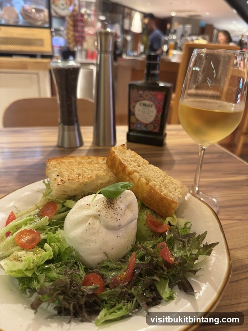 Burrata Salad with Bread and Wine