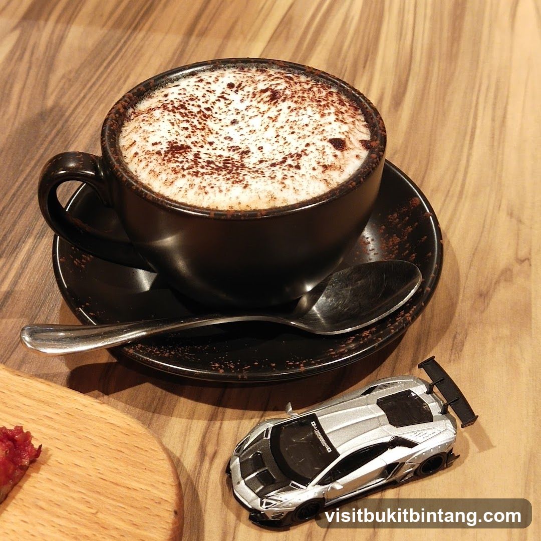 Cappuccino with Chocolate Dusting and Toy Car