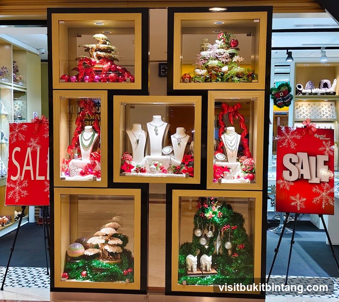 Jewelry Store Display with Holiday Decorations