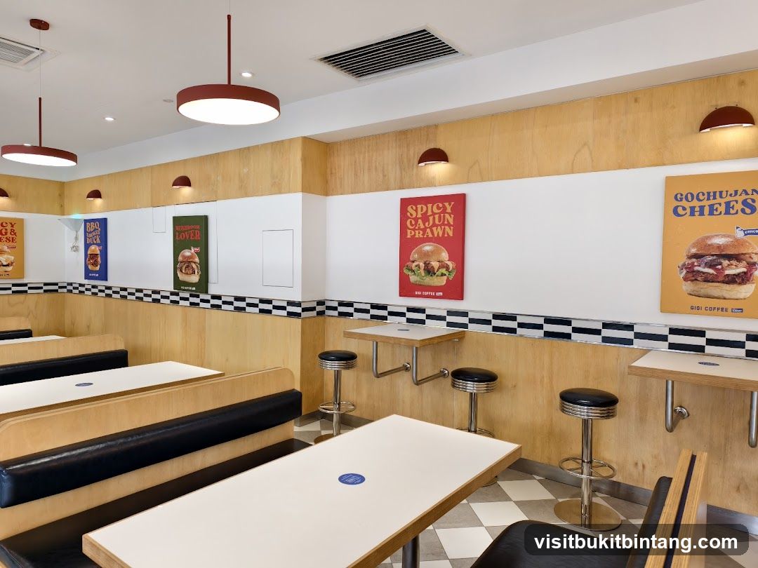 Diner Interior with Food Posters