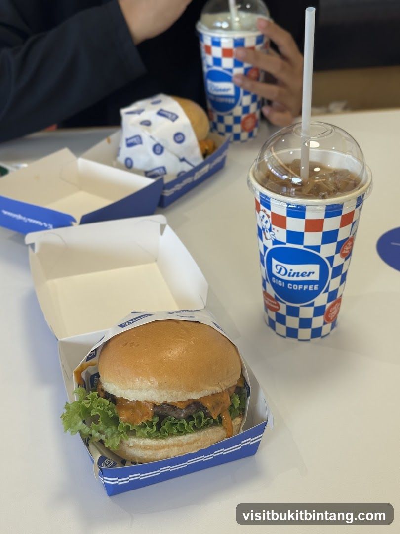 Burgers and drinks