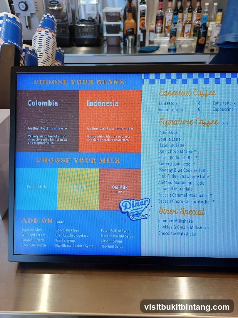 Diner Digi Coffees Menu