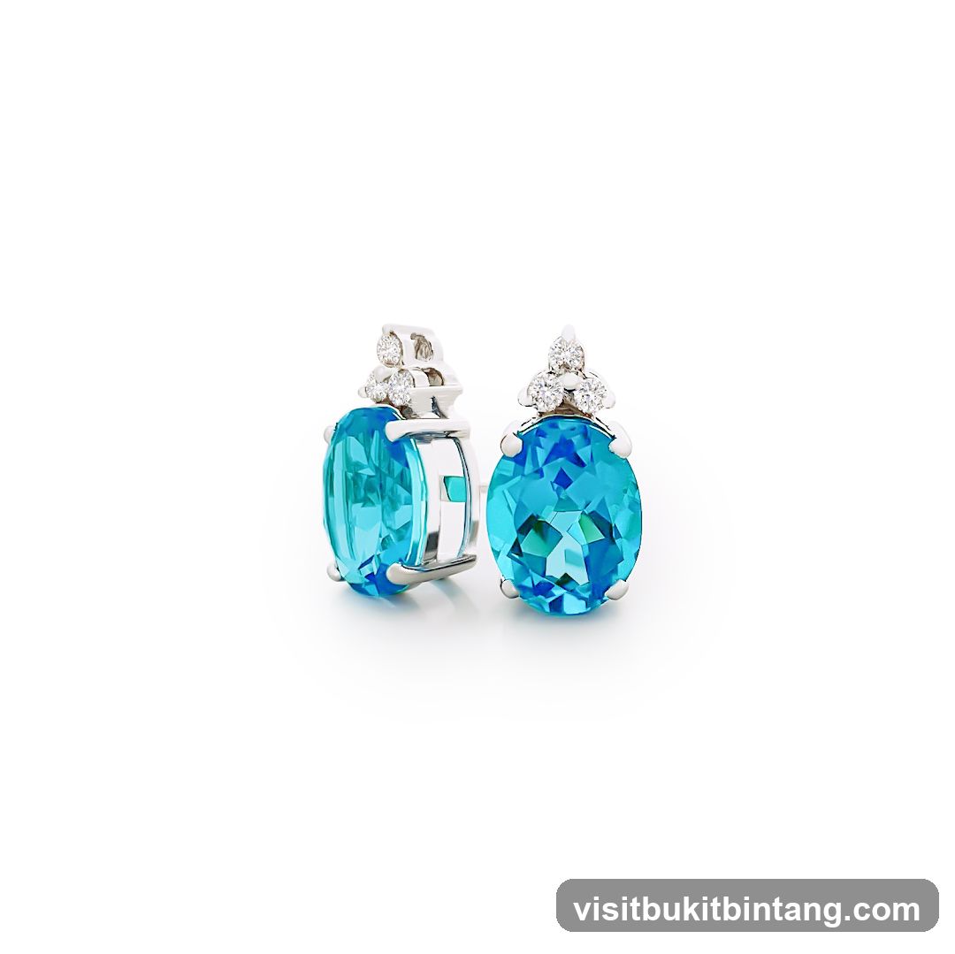 Blue Topaz and Diamond Earrings