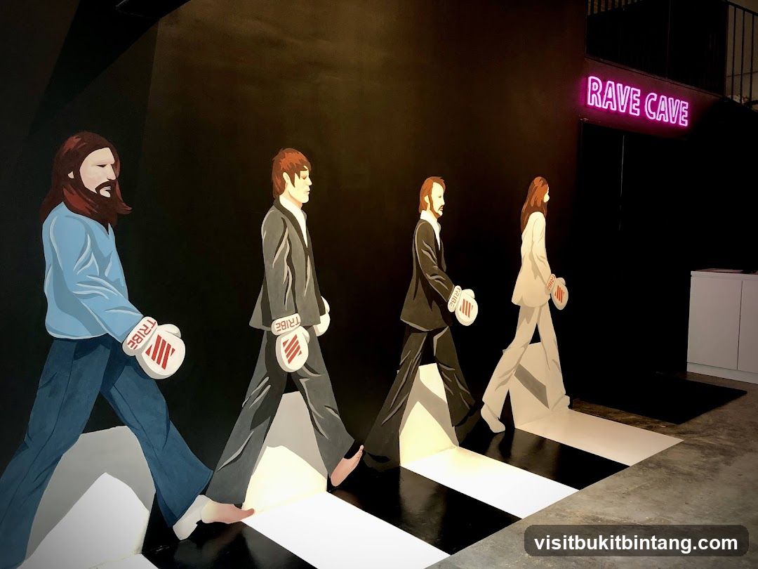 Abbey Road Mural with Neon Sign