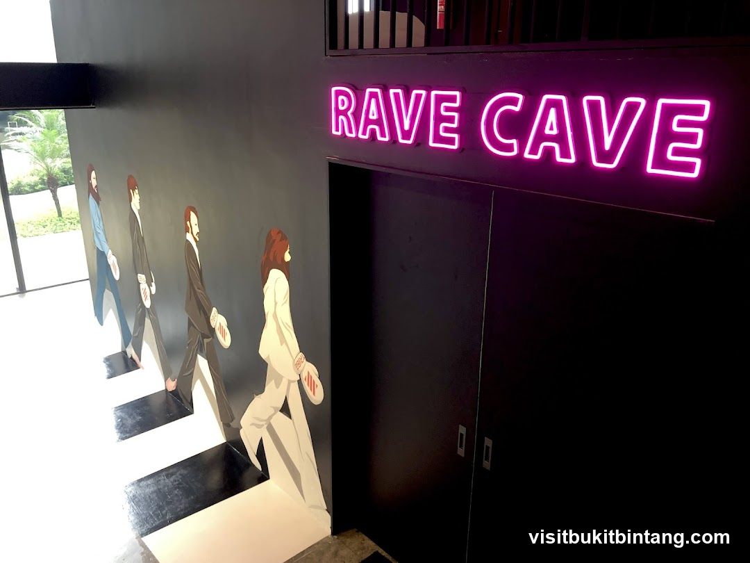 Rave Cave Neon Sign and Abbey Road Mural