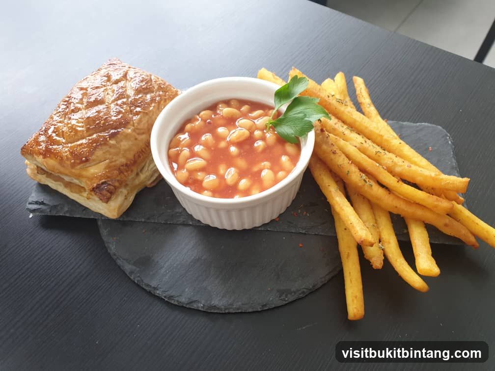 Savory Pastry with Beans and Fries