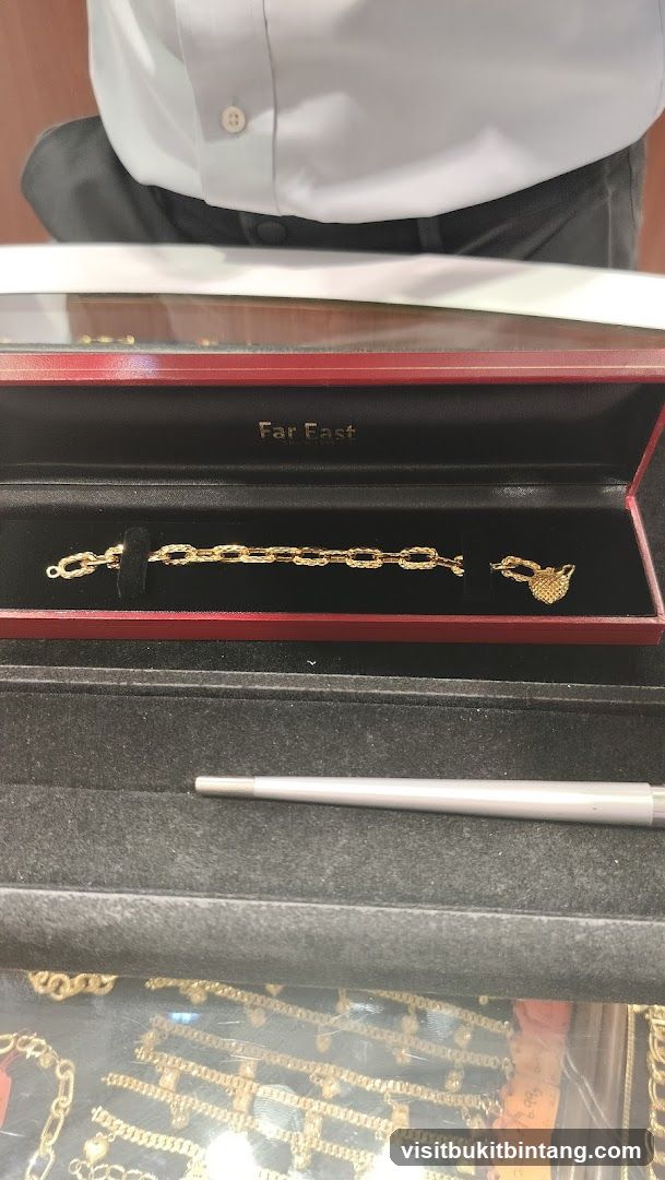 Gold bracelet in a display case