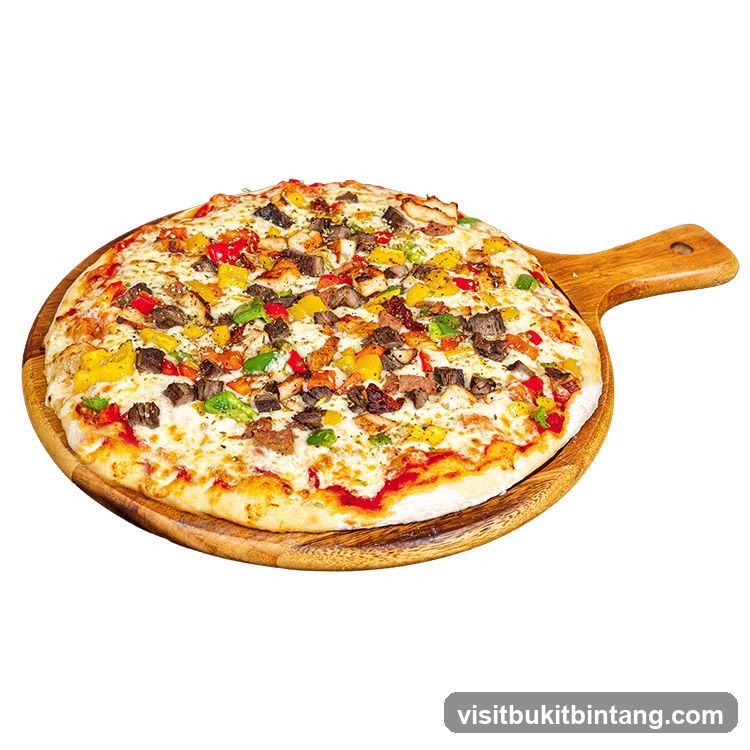 Pizza on a wooden board