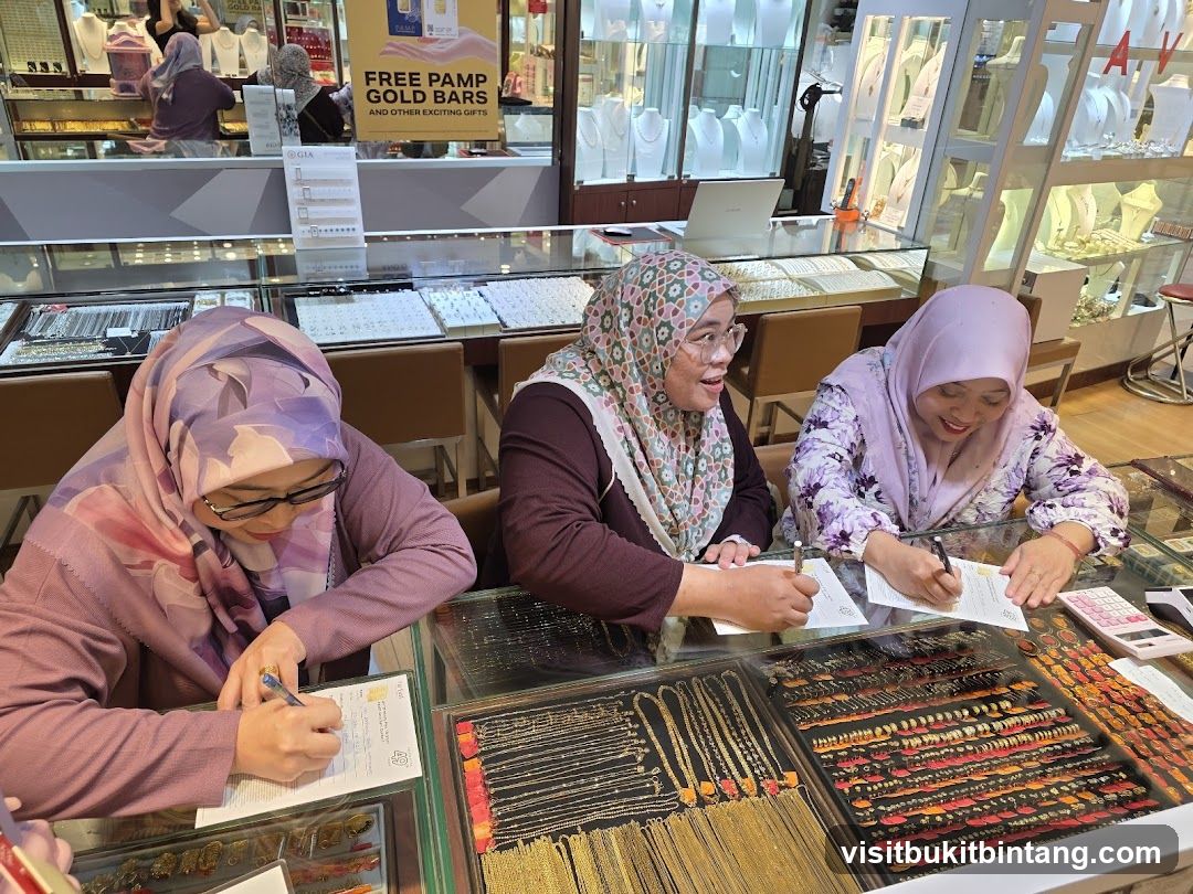 Women signing documents at a jewelry store