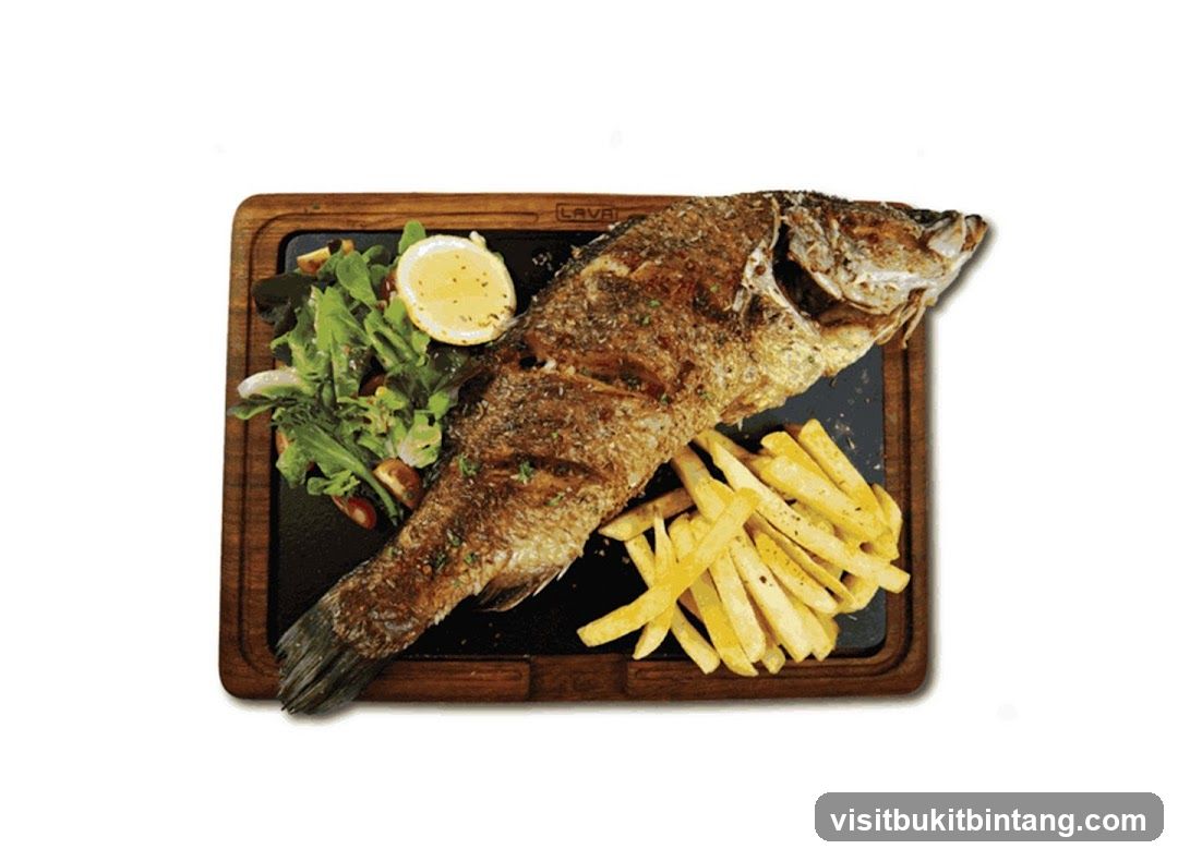 Whole Roasted Fish with Fries and Salad
