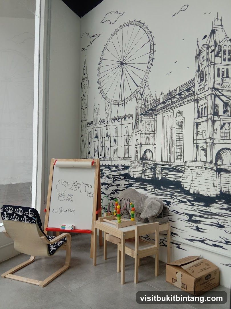 Children's Play Area with London Mural